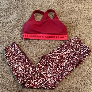 Under Armour Burgundy Sports Bra and Abstract Leggings